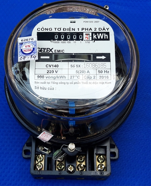 Đồng hồ điện 1 pha Gelex Emic 5(20)A có tem