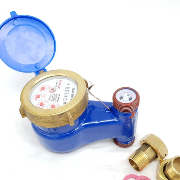 DN15-lắp đứng - Đồng hồ nước sạch sinh hoạt dẫn động từ DN15 - răng 21mm - có hiệu chuẩn - Komax Hàn Quốc