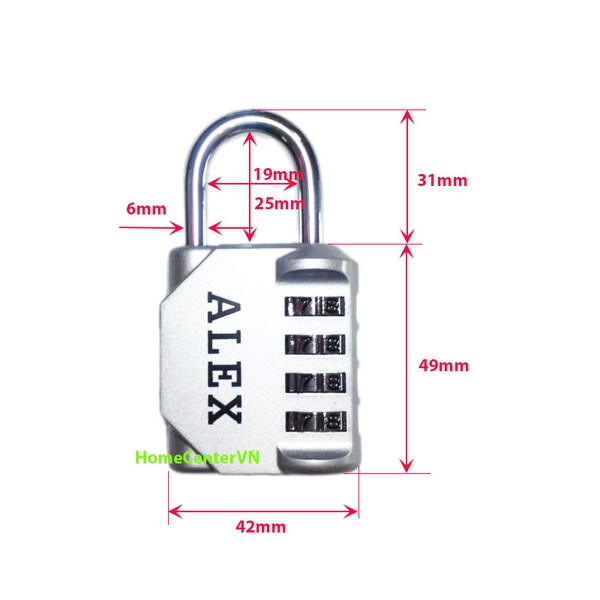 Ổ KHÓA SỐ ALEX (LOẠI 4 SỐ CÀI ĐẶT)