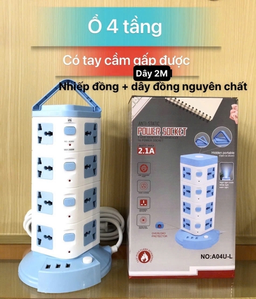 Mua 1 tặng 1 - Ổ cắm điện đa năng 4 tầng có cổng USB tặng quả cầu pha lê