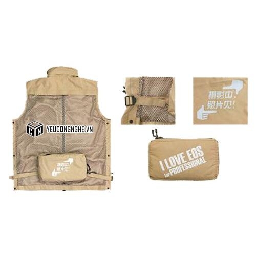 Áo gile nhiếp ảnh gia Cameraman Vest 20151H màu kem I love EOS for Professional chính hãng