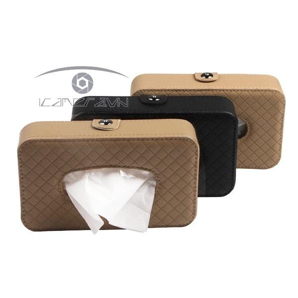 Hộp đựng khăn giấy trên ô tô chất liệu da TB-03