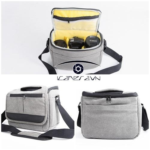 Túi máy ảnh chất liệu vải cotton màu ghi CB-2503