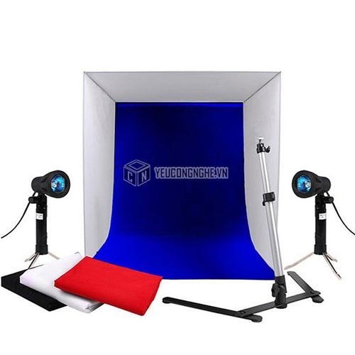 Hộp chụp sản phẩm kèm 2 đèn sáng liên tục giá rẻ 60x60 cm KIT60