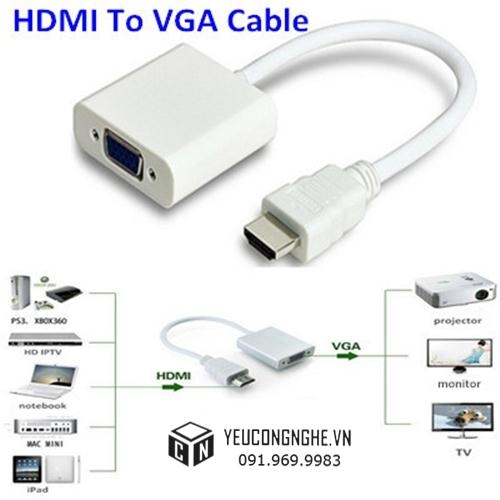 Cáp chuyển đổi cổng HDMI ra VGA cho Tivi Máy Chiếu Laptop