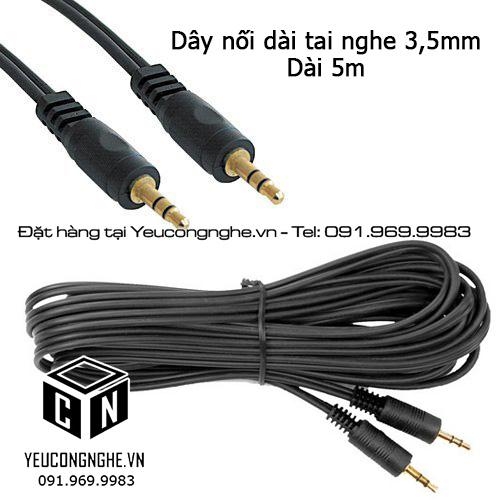 Cáp âm thanh 3.5mm hai đầu male dài 5m