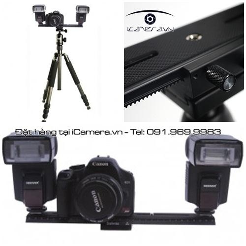 Thước trượt gắn máy ảnh DSLR máy quay chuyên nghiệp, đèn led, flash vào tripod