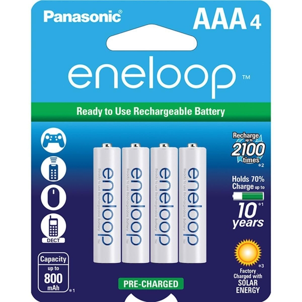 Pin Eneloop BK-4MCCE/2BV cỡ AAA 800mah vỉ 4 viên màu trắng chính hãng Panasonic