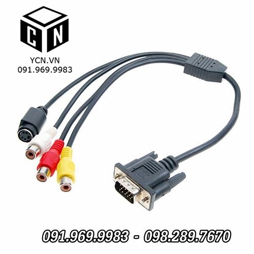 Cáp chuyển đổi VGA máy tính ra tivi SVideo AV 3RCA Adapter