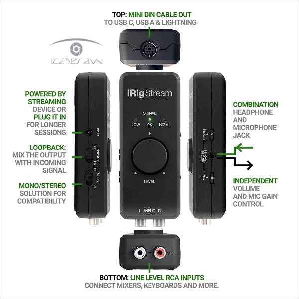 Giao diện âm thanh nổi iK đa phương tiện iRig Stream