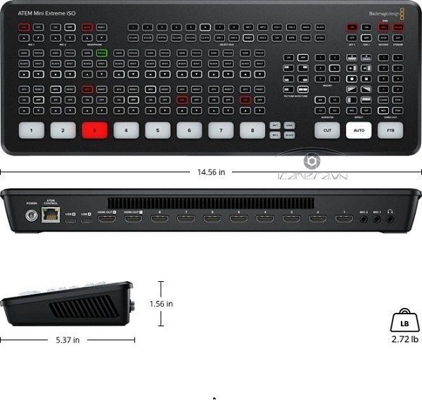 ブラックマジックATEM Mini Extreme ISO ハードケース付 Bộ trộn hình ATEM Mini Extreme ISO Blackmagic với 8 cổng HDMI