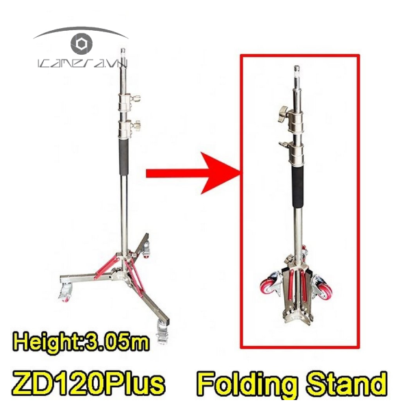 Chân đèn inox bánh xe ZD120 Plus cao 3m05