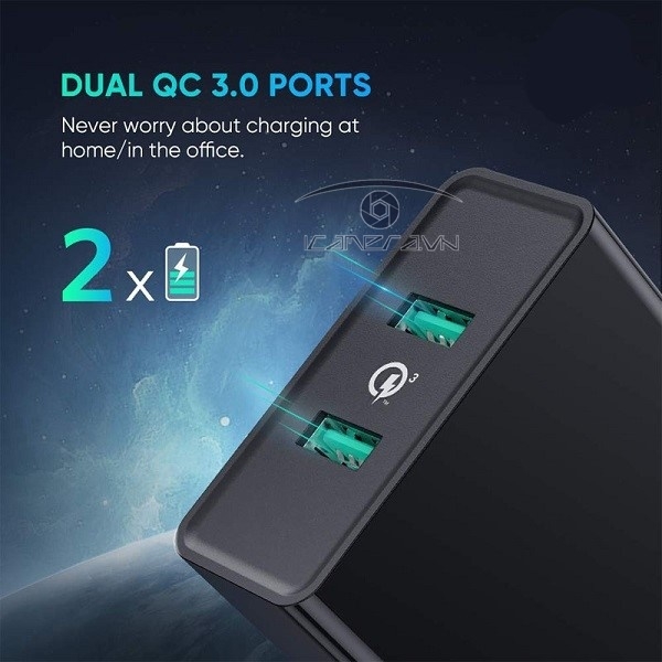 Củ sạc nhanh 36W 2 cổng hỗ trợ Quick Charge 3.0 Ugreen 40583