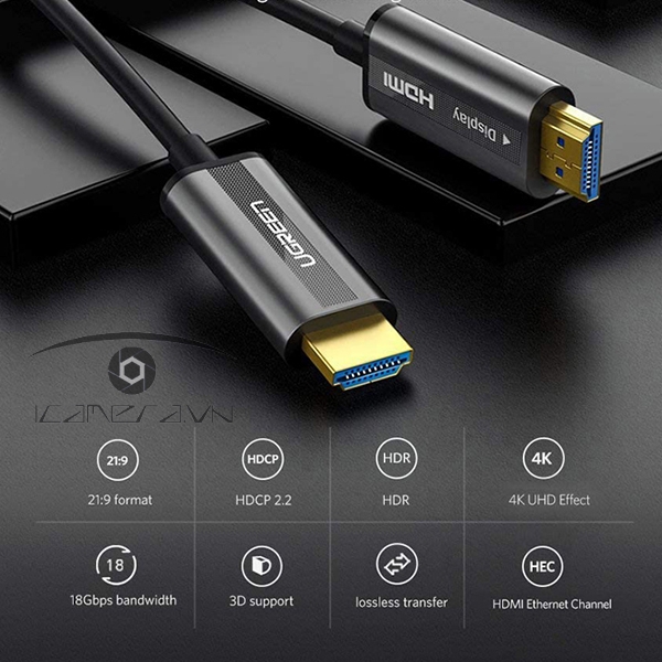 Cáp HDMI 2.0 sợi quang Ugreenhỗ trợ 4K/60Hz cao cấp 50215/50216