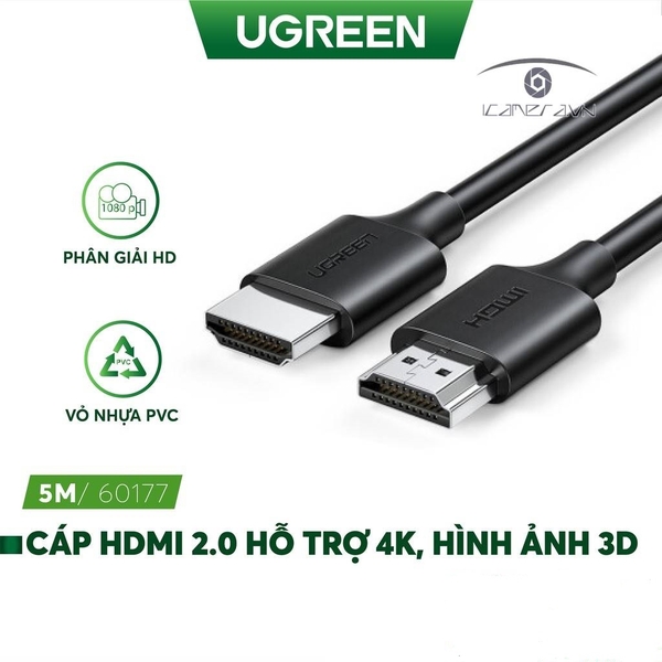 Cáp tín hiệu HDMI Ugreen 2.0 hỗ trợ 4K2K lõi đồng 60177 (5M)