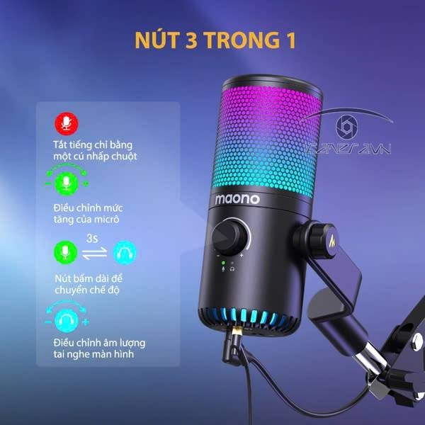 Mic thu âm MAONO DM30 RGB USB Gaming