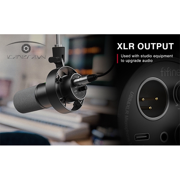 Micro thu âm Fifine K688 cho Podcast - Hỗ trợ cổng XLR/USB