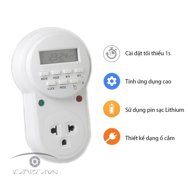 Ổ cắm hẹn giờ ĐQ ESK DT12 W 13 ( Điện tử, 1 lỗ - 3 chấu, trắng )