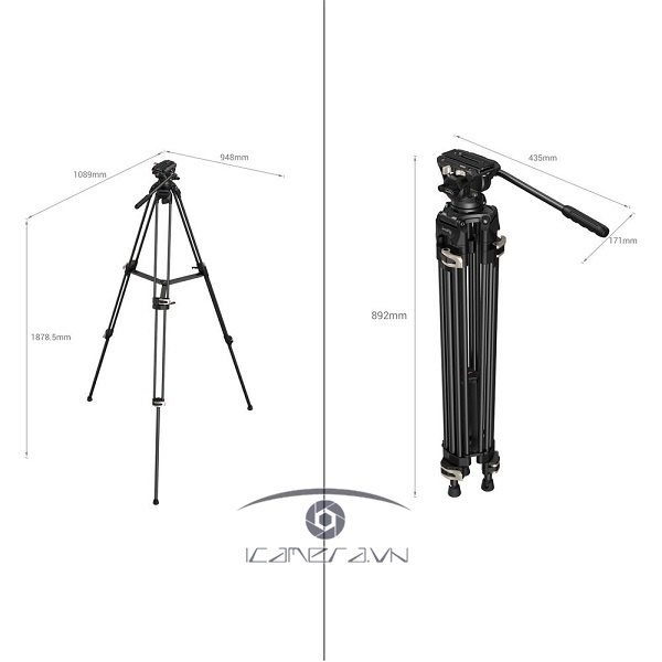 Chân máy SmallRig Heavy-Duty Fluid Head Tripod AD-01 3751