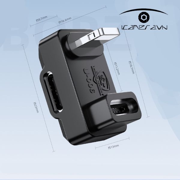Giắc Type-C âm ra Lightning có cổng sạc