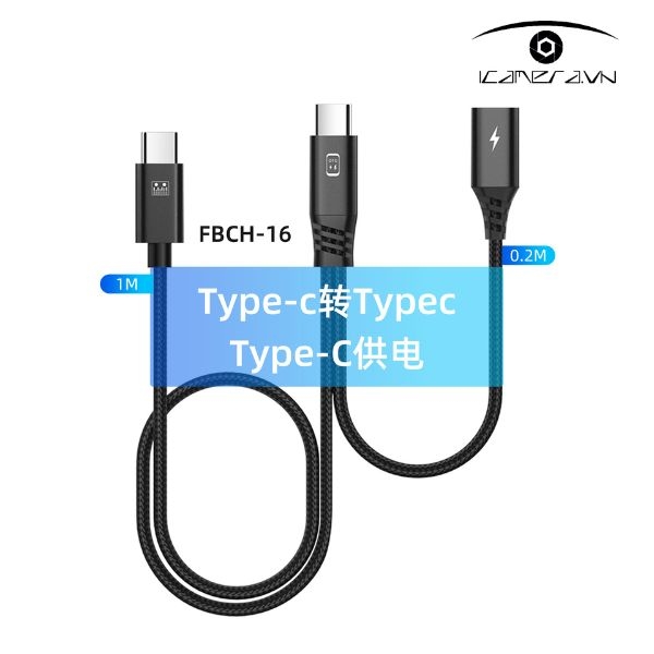 Cáp chuyển đổi OTG từ Type-C dương sang Type-C dương có cổng sạc Type-C âm