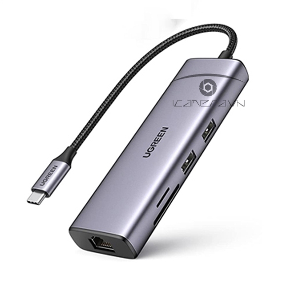 Hub USB Type C to HDMI, 2 USB 3.0, Lan Gigabit, đọc thẻ SD/TF Ugreen 20954
