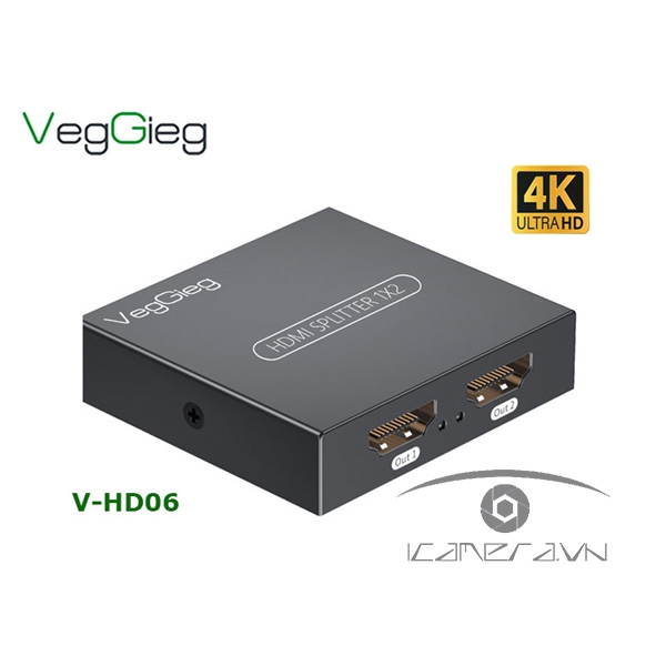 Bộ chia HDMI 1 ra 2 VegGieg V-HD06 hỗ trợ 4k-UHD