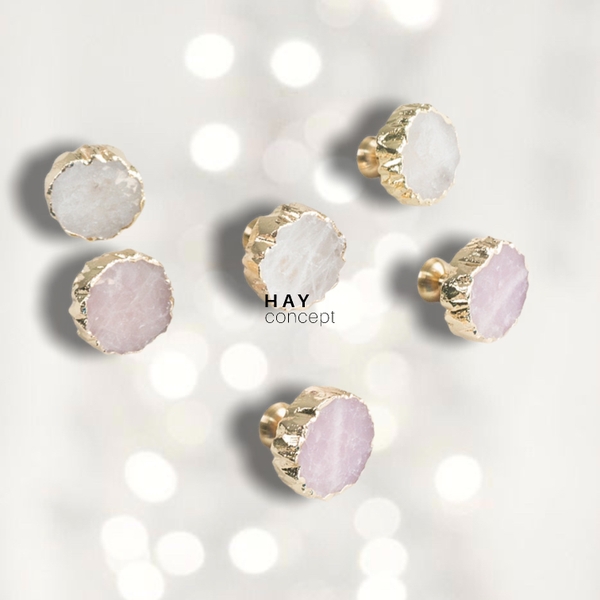 Tay nắm tủ HEALING CRYSTAL AGATE ROUND KNOB | Đồng, Đá mã não tự nhiên