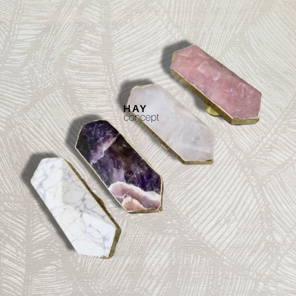 Tay nắm tủ HEALING CRYSTAL HEXAGON KNOB | Đồng, Đá tự nhiên