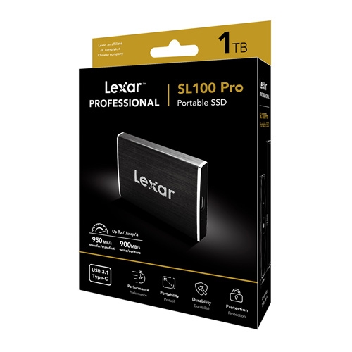 Ổ cứng di động Lexar SSD Portable 1TB SL100 Pro - USB 3.1 Gen2 Type-C (LSL100P-1TRB)