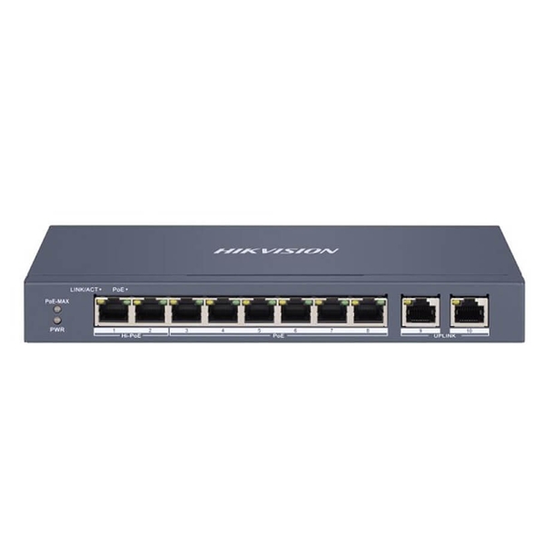 Switch mạng thông minh 8 cổng PoE 2 cổng uplink 1000Mbps Hikvision DS-3E1310HP-EI