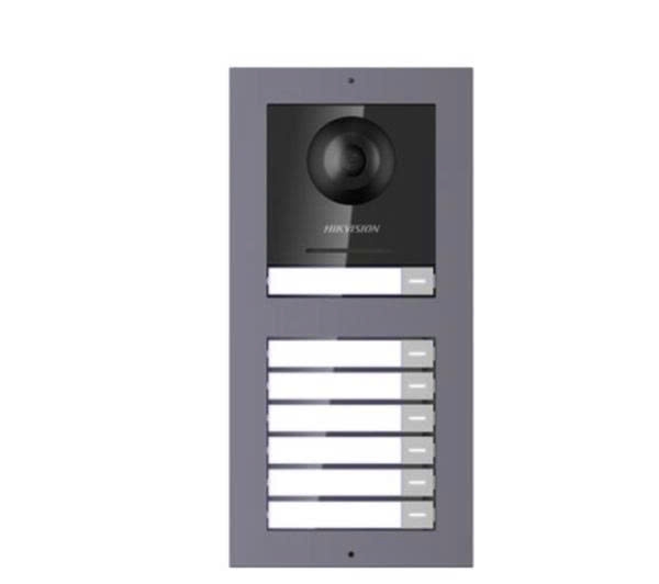 Nút bấm IP Hikvision DS-KIS27 7 cổng cho bảy căn hộ riêng biệt, thiết kế sang trọng (Lắp âm tường)