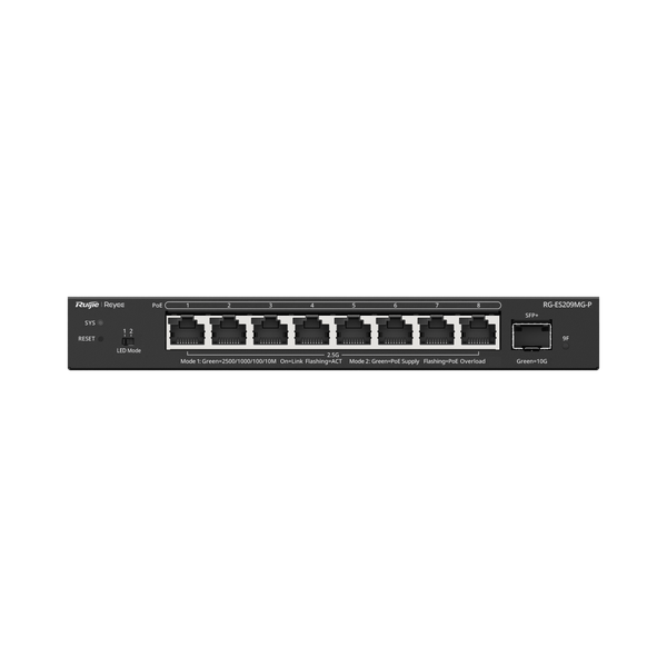 Layer 2 Smart Managed PoE Switch 8 cổng 2.5G, 1 cổng 10G RG-ES209MG-P
