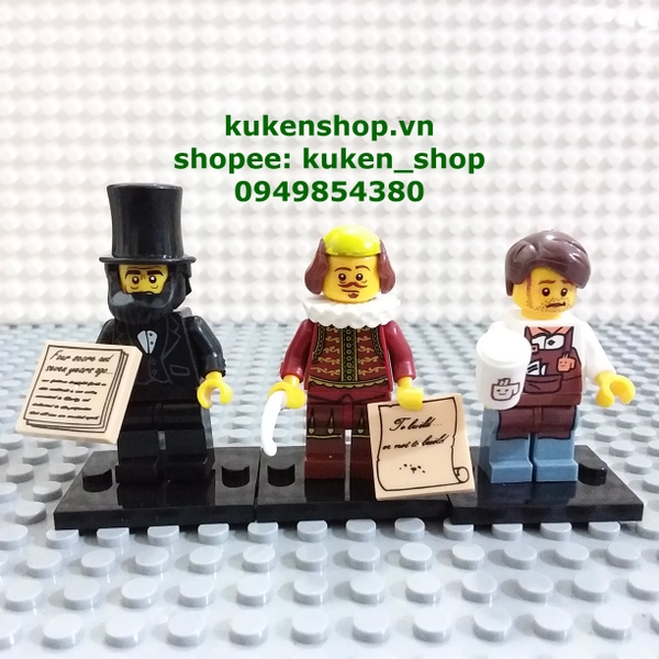 Lego Minifigures Nhân Vật Tổng Thống Mỹ Abraham Lincoln William Shakespeare Bồi Bàn