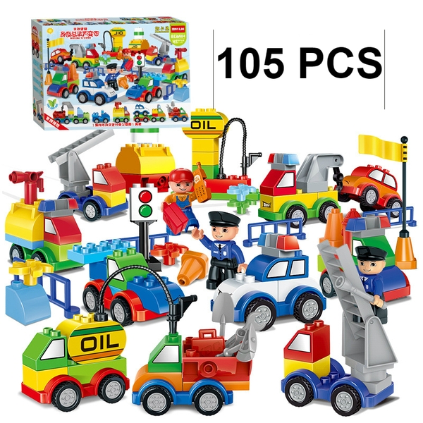 Bộ Xếp Hình Lego Duplo HUIMEI HM638 Dành Cho Bé 3 Tuổi - Lắp Ráp Phương Tiện Giao Thông 105 Chi Tiết