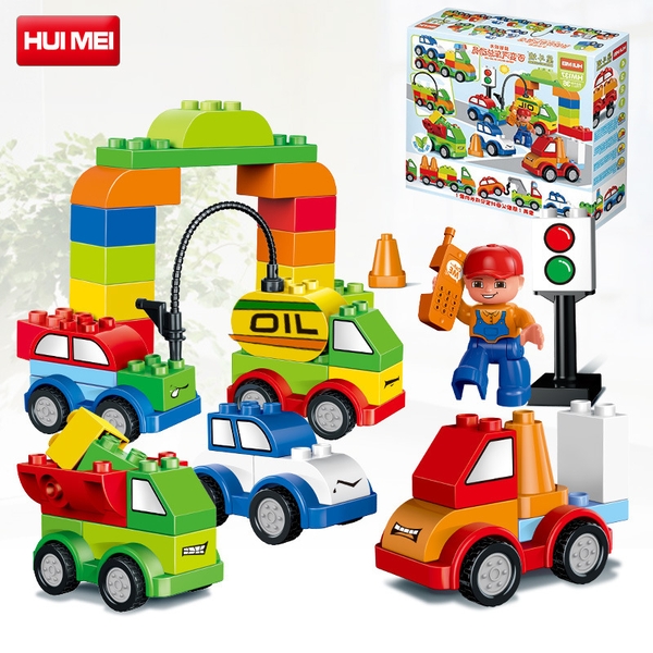 Bộ Xếp Hình Lego Duplo HUIMEI HM137 Dành Cho Bé 3 Tuổi - Lắp Ráp Phương Tiện Giao Thông 52 Chi Tiết