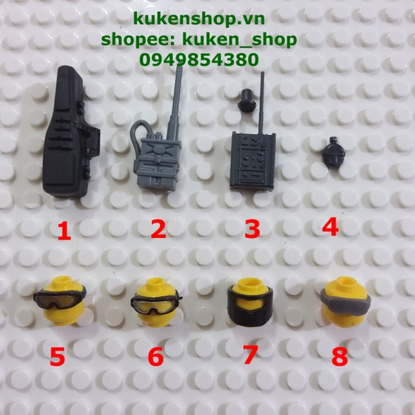 Phụ Kiện Kính Mắt - Điện Đàm - Bình Nước - Bao Súng Cho Lính Bắn Tỉa NO.1106 - Phụ Kiện Lego Army