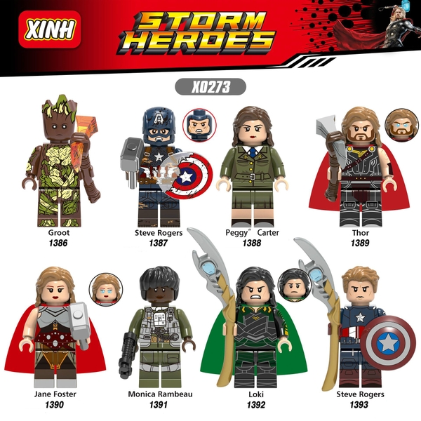 Lego Minifigures Avengers Các Nhân Vật Siêu Anh Hùng Thor Groot Loki Steve Rogers X0273