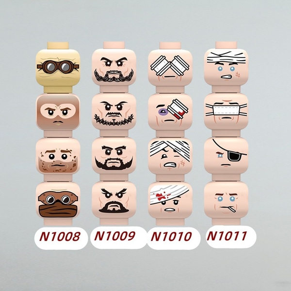 COMBO 4 Khuôn Mặt Đầu Cho Nhân Vật Mini N1008 N1009 N1010 N1011 - Phụ Kiện Đồ Chơi Lắp Ráp MOC Cho Lính