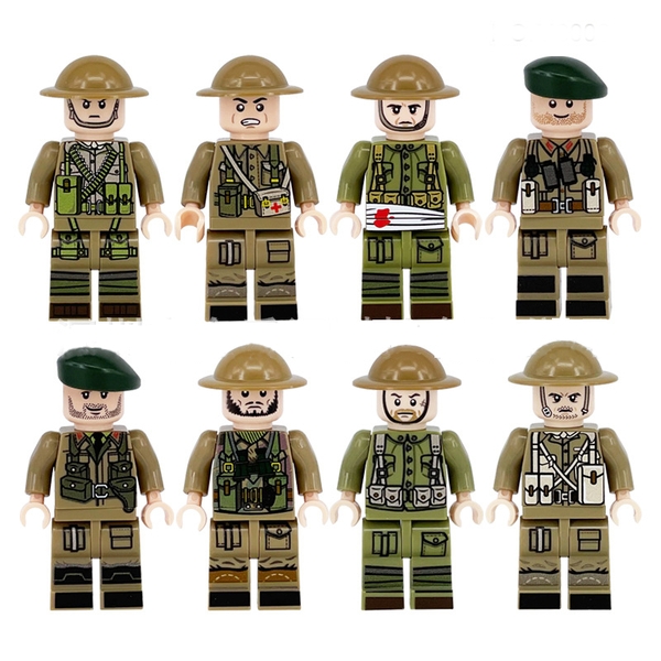 COMBO 8 Minifigures Mẫu Nhân Vật Lính Anh Trong Thế Chiến II - Đồ Chơi Lắp Ráp Mini