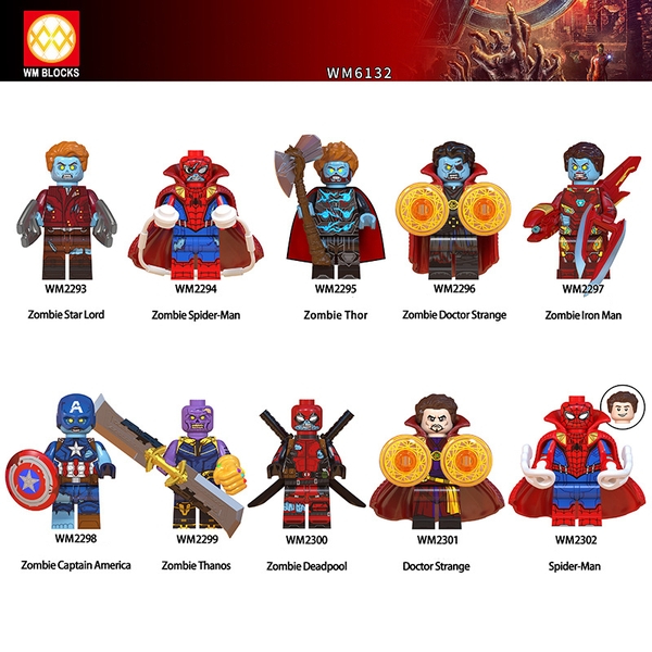 Minifigures Mẫu Nhân Vật Marvel DC MCU Người Nhện Spiderman Thor Thanos Phiên Bản Zombie WM6132