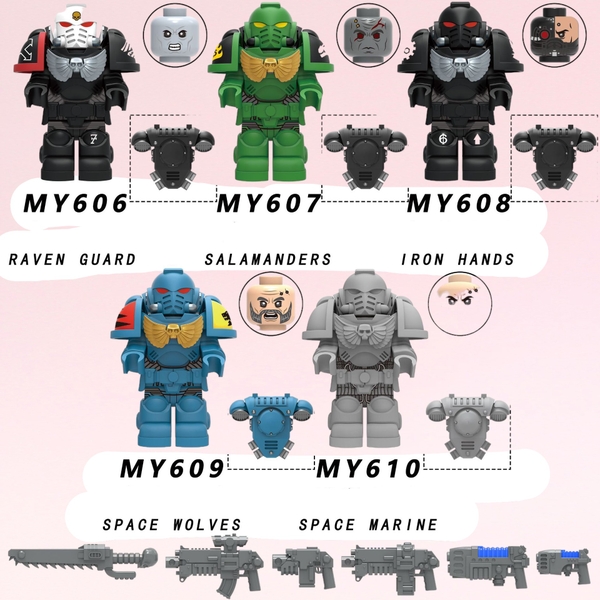 Minifigures Warhammer 40k MY606-610 Chiến Binh Bán Thần Adeptus Astartes Space Marines - Đồ Chơi Lắp Ráp Mini