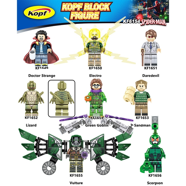 Minifigures Các Mẫu Nhân Vật Marvel DC Trong Phim Người Nhện Vulture Lizard Sandman Electro KF6154 Đồ Chơi Lắp Ráp Mini