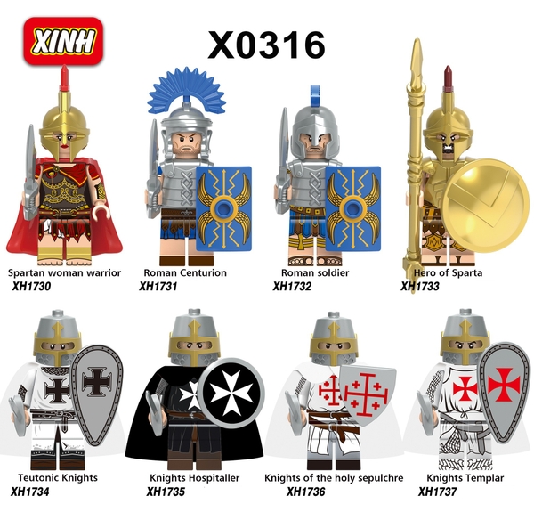 Minifigures Các Mẫu Nhân Vật Lính Trung Cổ Lính Roman Chiến Binh La Mã Cổ Đại Sparta Hiệp Sĩ Lính Thập Tự Chinh X0316