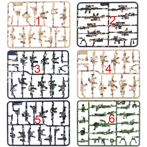 Một Vỉ Trang Bị Vũ Khí Cho Lính Đặc Nhiệm Có In Camo Đẹp NO.1584 - Đồ Chơi Lắp Ráp MOC Army Lực Lượng Đặc Biệt
