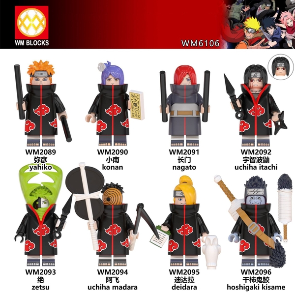 COMBO 8 Minifigures Các Nhẫn Giả Ninja Naruto Uchiha Obito - Uzumaki Naruto - Uchiha Sasuke - Hatake Kakashi WM6106