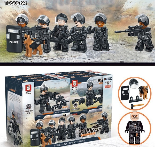 COMBO 6 Lính Đặc Nhiêm Swat Biệt Đội Báo Đen TBS 89-94 - Đồ Chơi Lắp Ráp Minifigures Nhân Vật