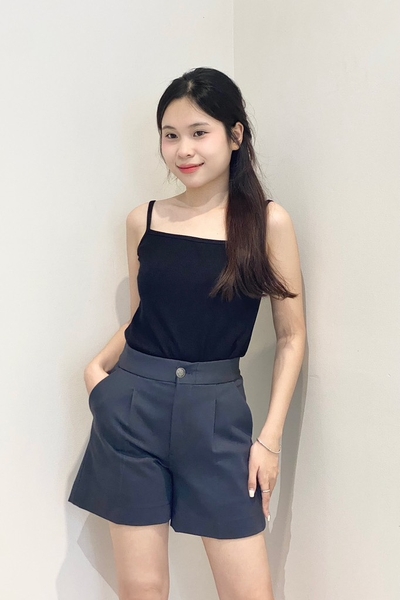 Quần sọt lưng thun ẩn, 1 nút, kaki thun