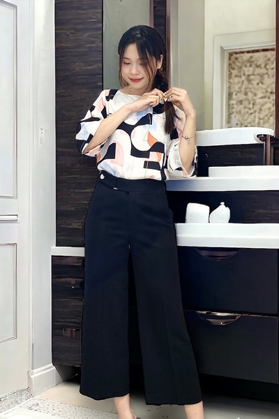 Quần suôn ủi li lưng 4f khoen nút