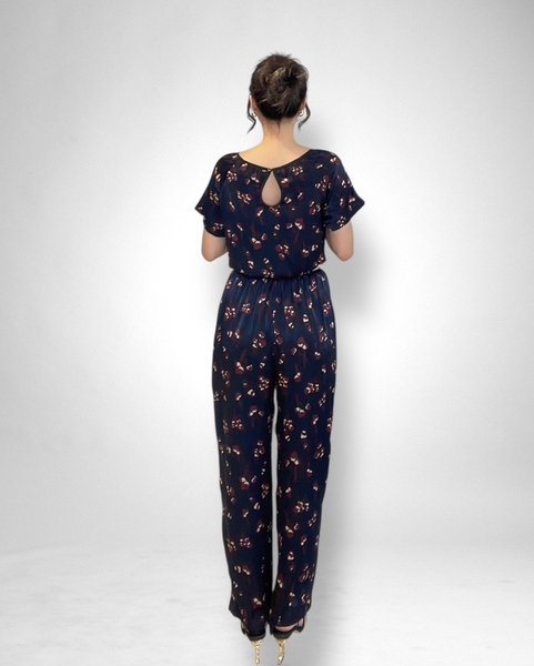 Jumpsuite quần dài rã eo ren thun sọc